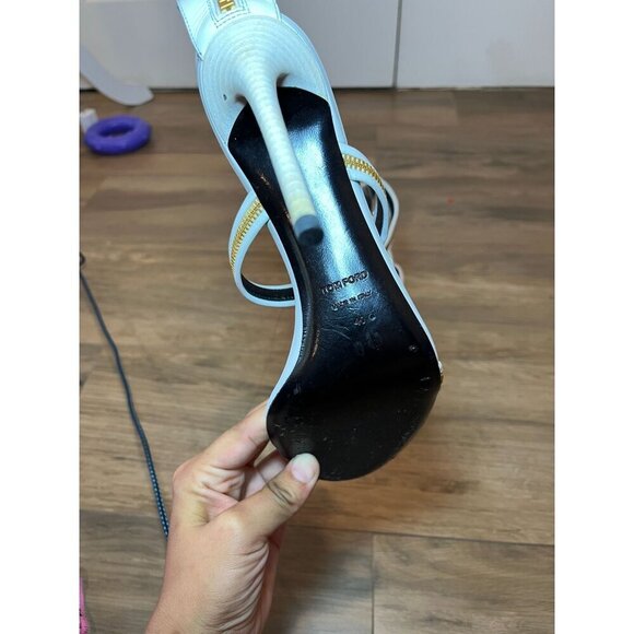 Tom Ford White Chain Ankle Strap heels - Picture 5 of 10